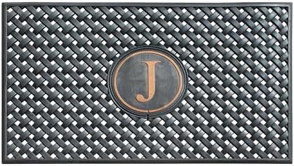 A1HC Natural Rubber Front Door Mat 24x39 inches, Monogrammed Doormat for Entryway, Heavy Duty Shoe Scraper Welcome Mat for Porch, Patio & Outside Entrance - Black by A1HomeCollectionsLLC