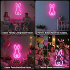 Easter Bunny Neon Sign, Pink Rabbit LED Neon Light for Easter Decor, Cute Bunny Wall Sign for Kids Room, Easter Party, Spring Home Decoration, Window & Nursery Decor 14 * 8.2in - Image 4
