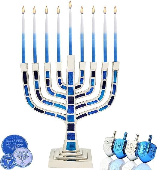 Dripless Deluxe Tapered Pastel, Blue and White Decorations, Hanukkah Menorah Candles for All 8 Nights of Chanukah (10-Pack) - Image 3