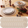 Buryeah 24 Pieces 13 Inch Christmas Round Placemats Circle Woven Place Mats Boho Decor Dining Table Mats Table Scape Hosting Friends for Wedding Birthday Dinner Parties (Beige) by Buryeah