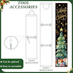 42 H Christmas Wooden Porch Decor Sign Merry Christmas Tree Welcome Porch Signs for Front Door Xmas Vertical Standing Signs for Xmas Garden Home Front Door Yard Decor - Image 5