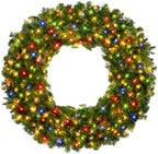 Best Choice Products 60in Large Artificial Pre-Lit Fir Christmas Wreath Holiday Accent Decoration w/ 375 Multicolor Lights, 930 PVC Tips by BestChoiceProducts