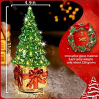 Glass Christmas Trees for Tabletop, Rotating Mercury Glass Christmas Tree Decoration, Sparkling Small Xmas Tree with Lights, Battery Operated Xmas Trees with Timer (Green) - Image 4
