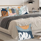 Abstract Palm Leaves Pillow Covers 24''x24'' Set of 4, Modern Geometric Line Pattern Cushion Covers Decorative Tropical Print Pillow Cases for Couch Sofa Bedroom Farmhouse Garden Patio - Image 6