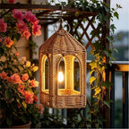 Handmade Artificial Rattan Candle Lantern, Boho Woven Decorative Lantern for Indoor & Outdoor Patio Garden Wedding Decor (1) - Image 5