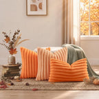 decorUhome Fall Faux Fur Throw Pillow Covers 22x22 Set of 2 Pumpkin Orange - Image 7