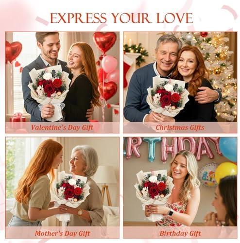 Flowers for Delivery Prime Preserved Flowers Bouquet with Vase That Last 3-5 Years Real Forever Flowers Red Rose Bouquet for Mom Mother Women Wife Friends Birthday Mothers Day Gifts - Image 2