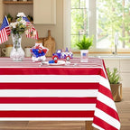 Fanqisi 2 Packs Red and White Striped Tablecloth 57 x 84 Inch Waterproof Patriotic Table Cloth Rectangle Table Cover for Birthday Baby Shower Wedding Outdoor Summer Party Decoration - Image 4
