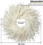 HipTree 28 Inch Spring Boho White Flocked Cypress Wreath Outdoor - Image 2