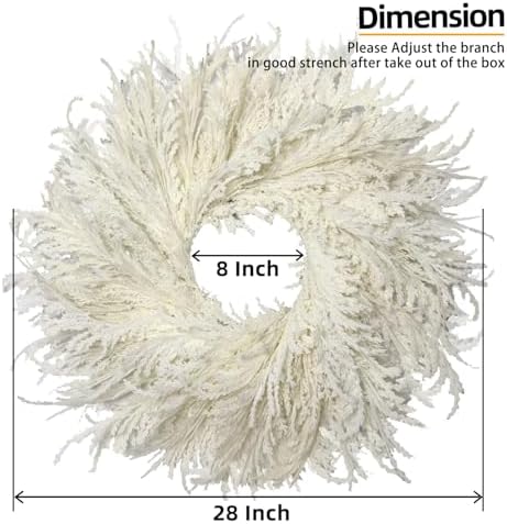 HipTree 28 Inch Spring Boho White Flocked Cypress Wreath Outdoor - Image 2