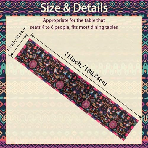 15 Pack Mexican Fiesta Table Runner 72×13in Long Cinco de Mayo Day of The Dead Dia De Los Muertos Runners Farmhouse Rustic Runner for Kitchen Dining Home Party - Image 4