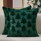 Allorry Christmas Pillow Covers 20x20 inch Set of 2 Christmas Decorations Soft Plush Faux Fur Wool Green Christmas Tree Throw Pillow Cases Winter Holiday Decor for Sofa Living Room PT-012P20 by Allorry