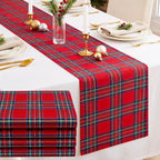 HunnmingRe 6 Pcs Red Christmas Tartan Plaid Table Runner 13 x 72 by HunnmingRe