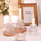 DARJEN 12 Pcs Glass Candlestick Holders- Clear Taper Candle Holders Tealight Votive Candle Holders for Table Centerpieces, Wedding, Dinner Party, Home Decor - Image 4