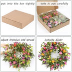 24" Wreaths for Front Door, Wreath with Tulip Wreath, Butterfly, Lavender and Eucalyptus, Vivid Artificial Floral for Wall Window Farmhouse Party Holiday Home Décor - Image 5