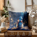 Batmerry Christmas New Year Throw Pillow Covers, Trees Snowmen Snow Fireflies Decorative Pillow Covers Digital Printing Blended for Couch Sofa Bed Invisible Zipper 26X26 in(Set of 2) - Image 3