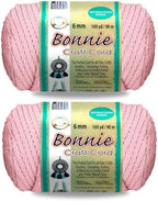 Pepperell Bonnie Braid Macrame Cord | 6mm x 100yd Pink (Value 2-Pack) | Twisted Polypropylene Cord for DIY Crafts, Plant Hangers, Wall Hangings, Crochet & Macrame | Long-Lasting, Vibrant Color by PepperellCrafts