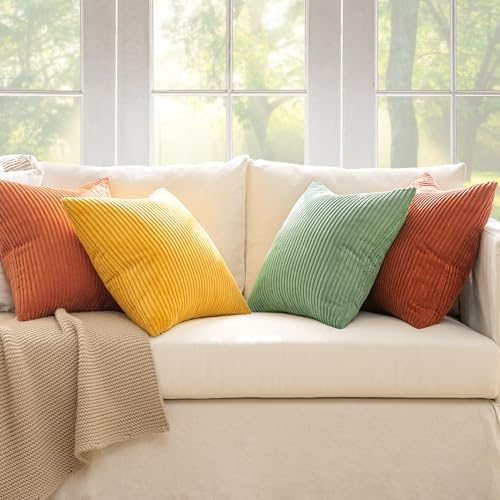 MIULEE Fall Decorative Throw Pillow Covers Yellow Rust Green 20x20 - Image 5