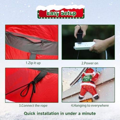 6FT Christmas Inflatables Outdoor Decorations Joy Hanging Santa Claus Gift Bag, Bright LED Lights Blow Up Giant Christmas Decor for Indoor Yard Outside Party Lawn Wall Porch Holiday - Image 6