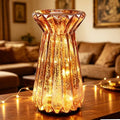 Home Decor, Mercury Glass Pillar Candle Pedestal Holders with led Lights, Lighted up Candle Holder for Pillar Candle, Glass Candlestick Holders with Timer for Wedding Dining Table Xmas (Rosegold) by CFDECORCandlesandHolders