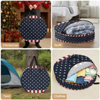 24 Inch Round Storage Bag 1 Pack,Independence Day Patriotic Stars on Blue Waterproof Wreath Storage Container with Handles&Zipper Red White Stripes Border Closet Organizer Bags Garland Box - Image 5