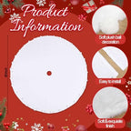 Libima Large White Faux Fur Christmas Tree Skirt with Pom Poms,60 Inch - Image 2