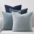 Topfinel Decorative Throw Pillow Covers Aque Teal Blue Gray Series,Summer Corduroy Striped Toss Pillows for Couch,Patio,Balcony,Children Bedroom,Modern Fluffy Blue Gradient Shams 26x26 Inch Set of 4 by Topfinel