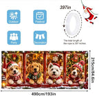 Cute Christmas Dogs Garage Door Banner Mural - Funny Puppies in Window Holiday Backdrop - Large 7x16ft Winter Holiday Outdoor Wall Decor - Durable Weatherproof Fabric Cover for Home Xmas Party - Image 2