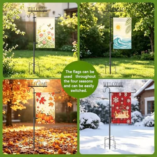 Garden Flag Stand for Outside, 4-Prong Heavy Duty Pole, 43.3 Inch - Image 6