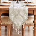 Loom and Mill Luxury Jacquard Damask Table Runner 13x72 inch, Beige by LoomandMill