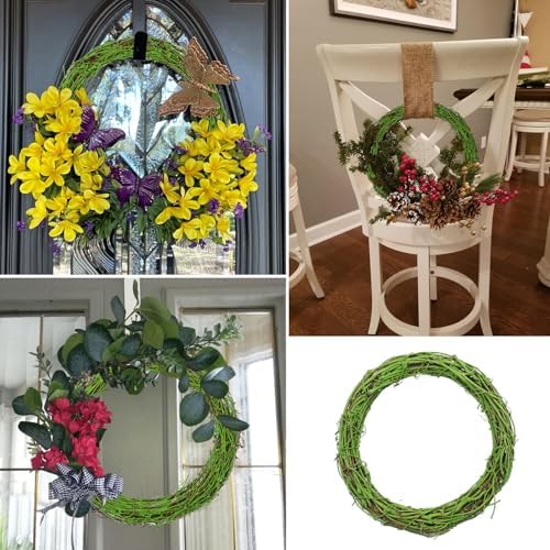 7 Pcs 10 inch Natural Grapevine Wreath Set, Hand-Woven Vine Branch Wreaths for DIY Crafts, Christmas Decorations, Home & Event Styling(Green) - Image 7