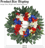 26 Inch Patriotic-Themed Wreath for Front Door Outdoor - Image 2