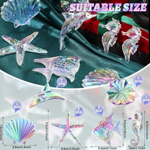 Geetery 15 Pcs Coastal Crystal Christmas Tree Ornaments Acrylic Ocean - Image 4