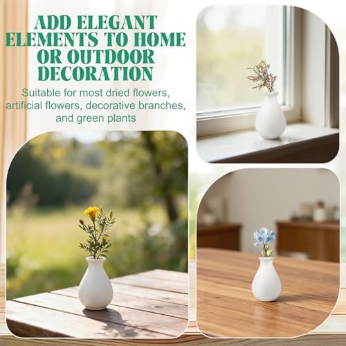 15 Pack White Ceramic Bud Vases Bulk, 3.9 Inch Small Boho Flower Vase, Matte White Vase for Centerpieces, Pampas Grass, Dried Flowers, Wedding Table and Home Décor - Image 4