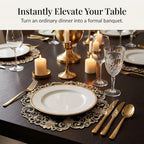 Decozen Set of 8 Doilies for Table, Lace Doilies - Rustic, Crochet, Farmhouse, Kitchen, Dining Table Centerpiece Decor - Round Christmas Placemats 15 inch Gold Black, The Chantelle Collection - Image 5