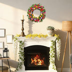 Spring Wreath 22 Inch Artificial Summer Wreaths Tulip Wreath for Front Door with Yellow Tulip Eucalyptus Leaves purple Lavender for Mother's Day Indoor Wall Festival Farmhouse Wedding Decor - Image 3