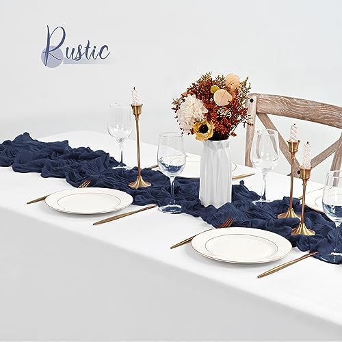 20 Pack Navy Blue Table Runners 10Ft Cheesecloth Table Runner Boho Gauze Cheese Cloth Table Runner Romantic Long Sheer Fabric Table Runners for Wedding Party Bridal Shower - Image 5