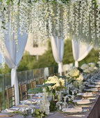 108Pcs Artificial Wisteria Flowers 3.6 Feet/Piece White Dense Artificial Fake Wisteria Vine Ratta Hanging Garland Silk Flowers String Home Party Wedding Decor(White-Dense) - Image 2