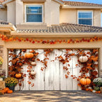 Thanksgiving Garage Door Banner 157.5x70.9in Autumn Pumpkin Vine Backdrop 2D Printed Farmhouse Fall Outdoor Garage Cover with Rope 10 Grommets for Home Yard Decor - Image 7