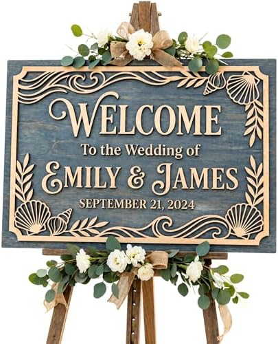 Personalized Coastal Breeze Beach Wedding Welcome Sign - Custom 3D Wood Ceremony Entrance & Seaside Reception Board for Tropical Nautical Venue - Multiple Sizes by AydansUniqueFinds