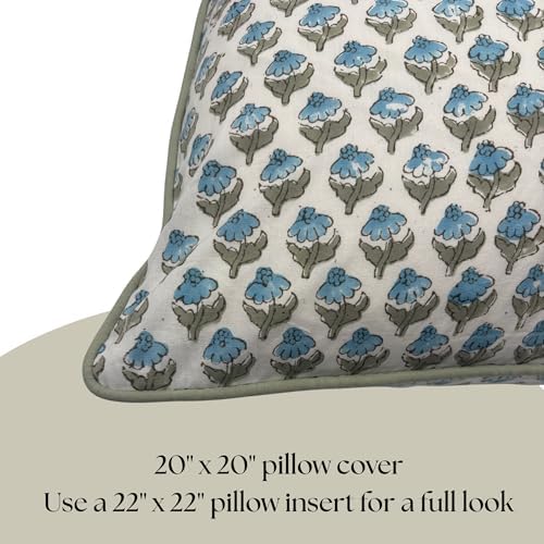 Floral Pillow Covers Sky Blue and sage Green Set of 2 Pillow Covers 20 x 20 inches Farmhouse Pillow Covers for Couch Bed Bedroom Living Throw Pillow Covers Boho Decorative Pillows - Image 7