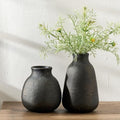 Ceramic Vase Set of 2 for Home Decor, 6.1"+8.23" Handcrafted Black Bronze Rustic Terracotta Vases, Vintage Farmhouse Decor, Minimalist Decorative Vases for Table Centerpiece Fireplace Nightstand by PORCER