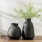 Ceramic Vase Set of 2 for Home Decor, 6.1"+8.23" Handcrafted Black Bronze Rustic Terracotta Vases, Vintage Farmhouse Decor, Minimalist Decorative Vases for Table Centerpiece Fireplace Nightstand by PORCER