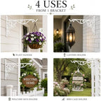 Landhoow 4 Pcs 15.6" Cast Iron Hanging Outdoor Wall Hanger, White - Image 4