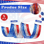 Breling 8 Pcs Red White Blue Patriotic Ceiling Fringe Curtains, 15 ft - Image 2