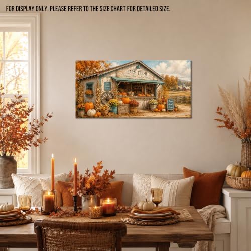 WAXWHELK Farmhouse Fall Canvas Wall Art Rustic Farmhouse Painting Pictures, Farm Fresh Pumpkin Harvest Artwork for Living Room Bedroom Home Decor (16"x32") - Image 2