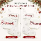 Personalized Christmas Stockings Set of 6, Custom with Names White Faux Fur - Image 6