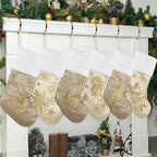 GEXWORLDWIDE GEX Christmas Stockings 6 Pack for Family 20" Large Gold Sequins Silk with Soft Faux Fur Embroidered Classic Fireplace Tree Decorations Hanging Ornament for Xmas Season Decor (Set of 6) - Image 2