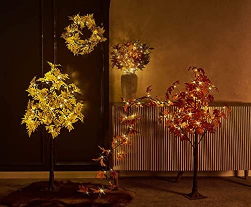 LITBLOOM Lighted Fall Garland with Timer 6FT 24 Warm White LED, Maple Leaf Vine with Lights Battery Operated for Mantle Fireplace Autumn Thanksgiving Harvest Decoration Indoor Outdoor - Image 6