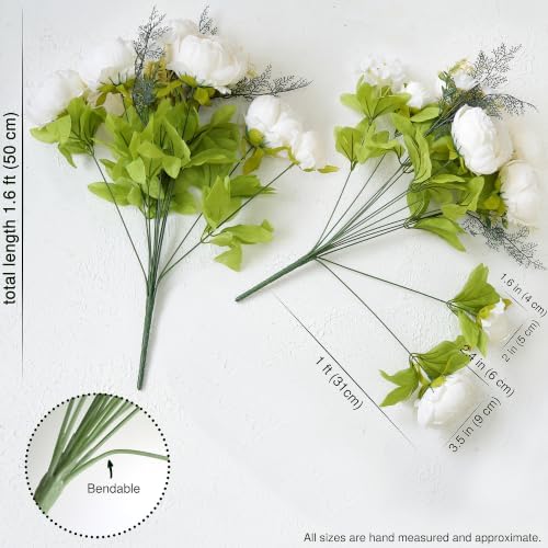 FiveSeasonStuff Chestnut Beige Artificial Peony Bouquet Set of 2 - Image 4